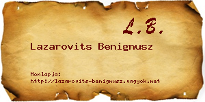 Lazarovits Benignusz névjegykártya